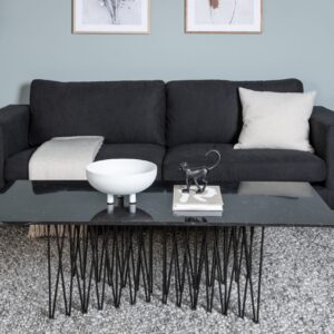 Bolero Soffa - 3-Sits - Svart Tyg - Svarta Ben