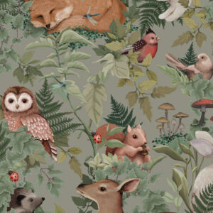 Tapet In the Woods Dusty Green Fleur Harris