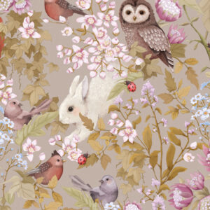 Tapet Woodlands Taupe Grey Fleur Harris